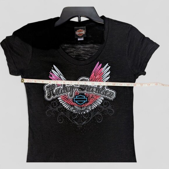Harley Davidson Womens Sz M‎ Shirt Smoky Mountain Wings Graphic Biker Motorcycle - Picture 8 of 8